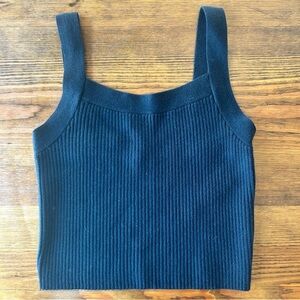 Abercrombie & Fitch Black Knit Ribbed Crop Tank XL